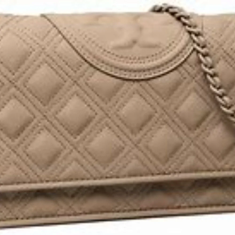 Tory Burch $448 142518 Fleming Matte Chain Wallet Grey Heron NWT!